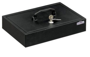 Kasetka metalowa 2KE z zamkiem kluczowym czarna + wkład na bilon (PLN)