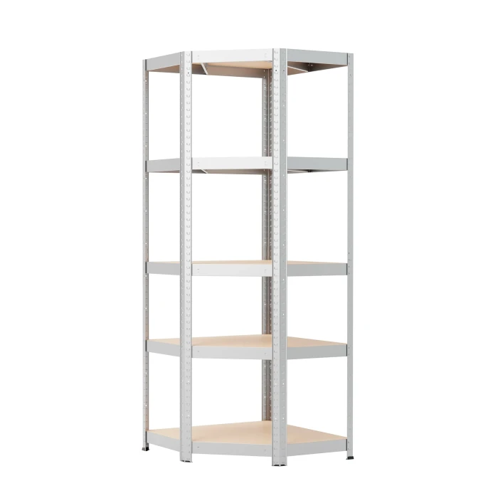 Regał metalowy narożny wciskany 180x80x80x40 175kg ocynk HDF skos