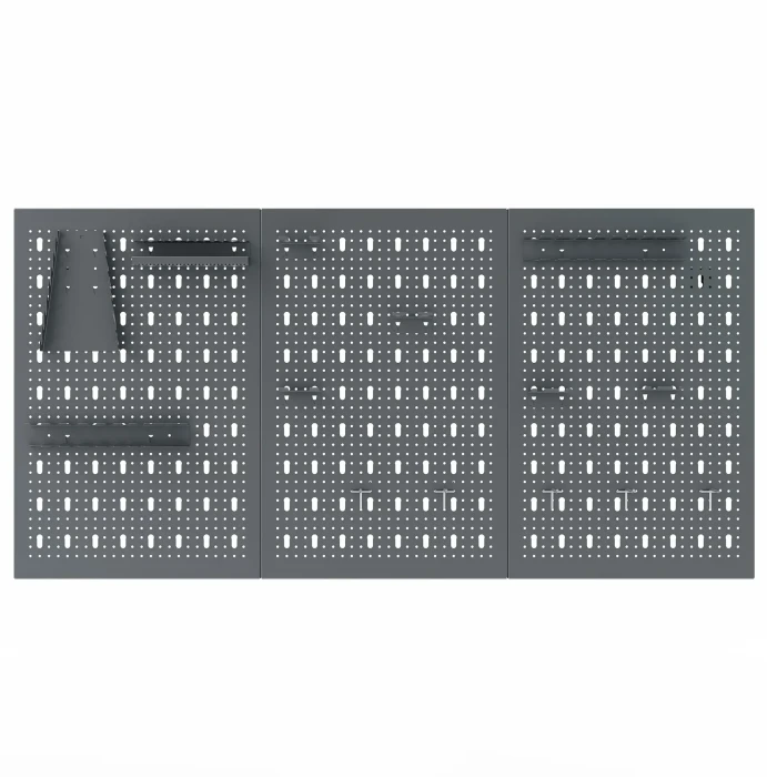 Tablica narzędziowa ŚC2 60x120 + haczyki i zawieszki (14 sztuk) szara - front