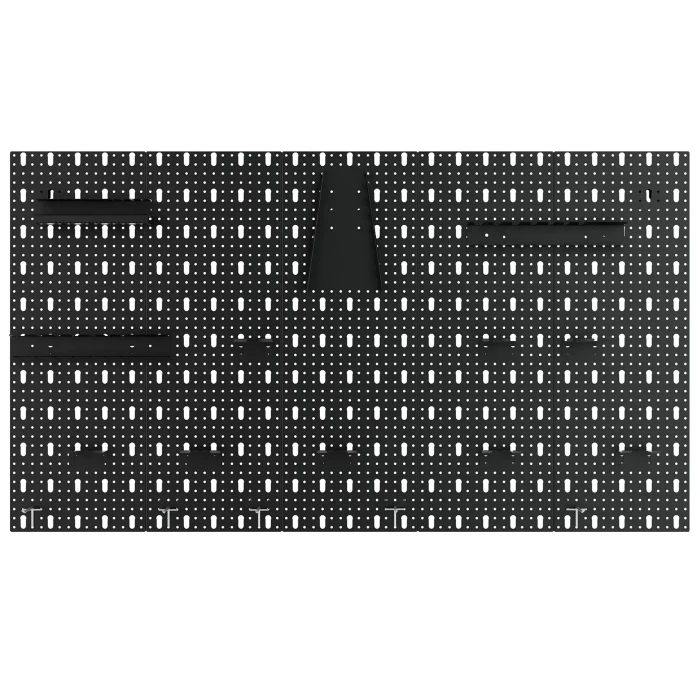 Tablica narzędziowa SC6 63x112 + haczyki i zawieszki (17 sztuk) czarna - front