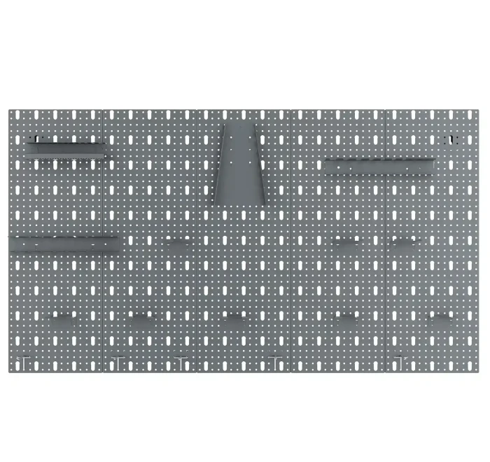 Tablica narzędziowa SC6 63x112,5 + haczyki i zawieszki (14 sztuk) szara  - front