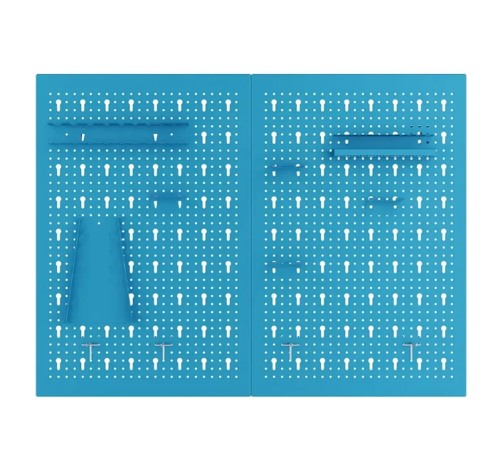 Tablica narzędziowa SC5 60x80 + haczyki i zawieszki (11 sztuk) niebieska - front