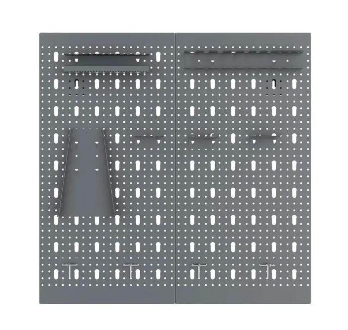 Tablica narzędziowa SC4 60x60 + haczyki i zawieszki (10 sztuk) szara - front