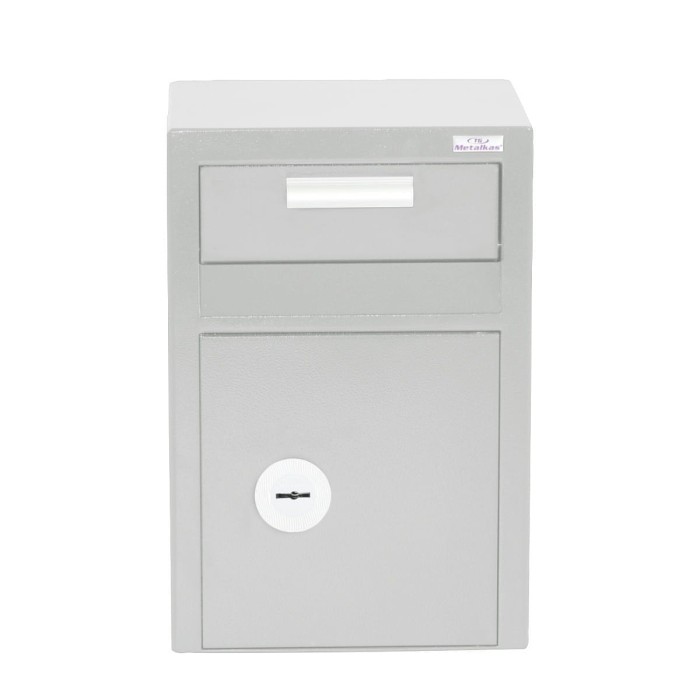 Sejf depozytowy 2DEPE z zamkiem kluczowym szary - front