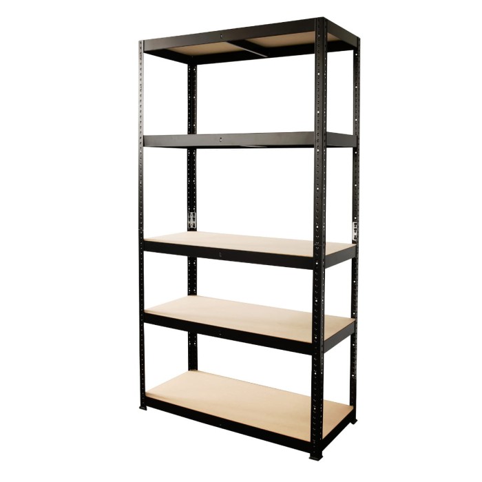 Regał metalowy wciskany RZP 179x75x35 100kg czarny HDF - 5 półek - skos