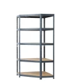 Regał metalowy narożny wciskany 180x90x90x40 175kg grafitowy HDF - skos