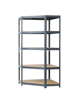 Regał metalowy narożny wciskany P2P 180x90x90x40 175kg grafitowy HDF