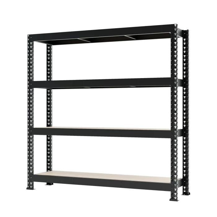 Regał metalowy wciskany Mega-Met 180x200x60 300kg 4 półki HDF - skos