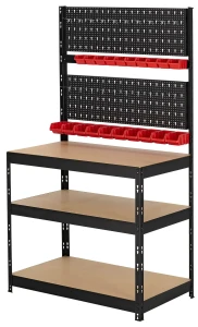 Regał metalowy wciskany Opus 182,5x100x60 200kg czarny HDF + MDF