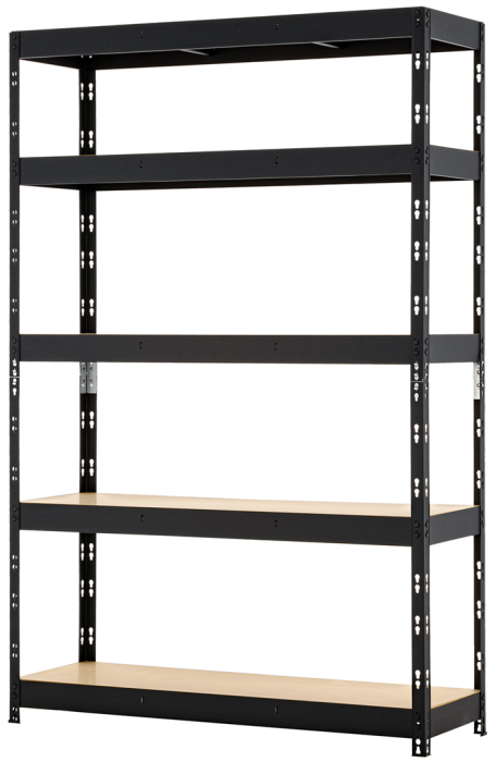 Regał metalowy wciskany ARTUS 180x120x40 250kg czarny HDF - skos