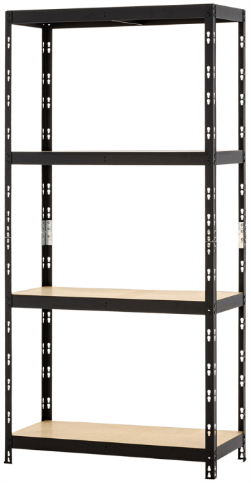 Regał metalowy klasyczny wciskany CORNER 180x90x40 175kg czarny HDF - skos