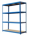 Regał metalowy wciskany R250XXL 180x160x60 250kg niebieski MDF TÜV - skos