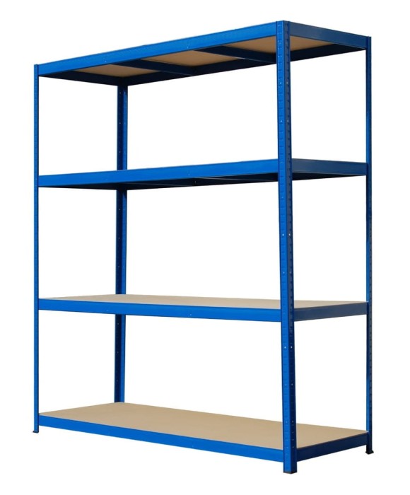 Regał metalowy wciskany R250XXL 180x160x60 250kg niebieski MDF TÜV - skos