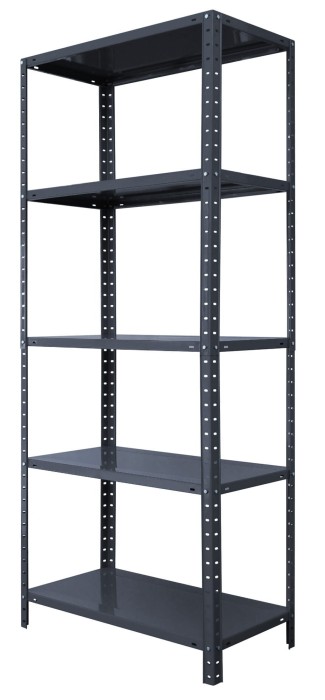 Regał metalowy skręcany BR10 178x90x30 80kg grafit 5 półek - skos
