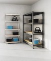 Regał metalowy wciskany Mega-Met 180x160x60 500kg 4 półki grafitowy HDF aranżacja