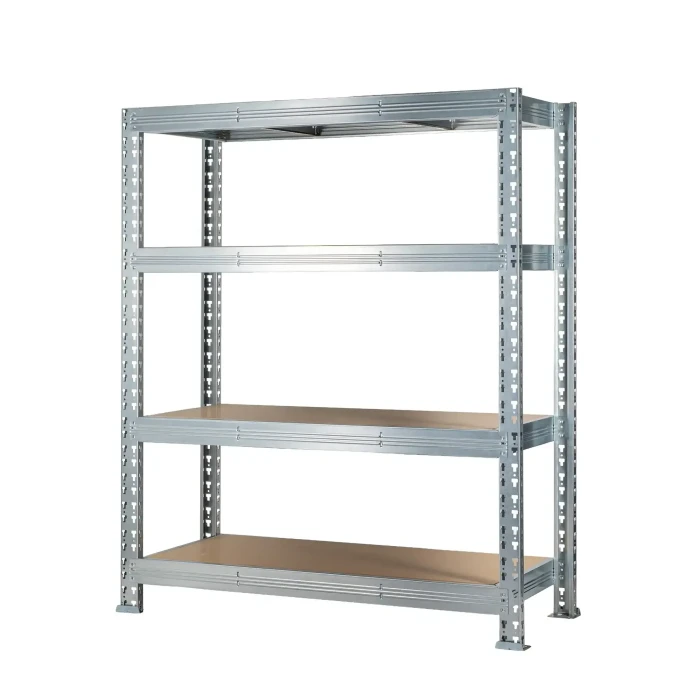 Regał metalowy wciskany Mega-Met 180x160x60 300kg 4 półki HDF ocynk skos