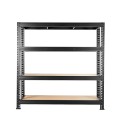 Regał metalowy wciskany Mega-Met 180x160x60 500kg 4 półki grafitowy HDF front