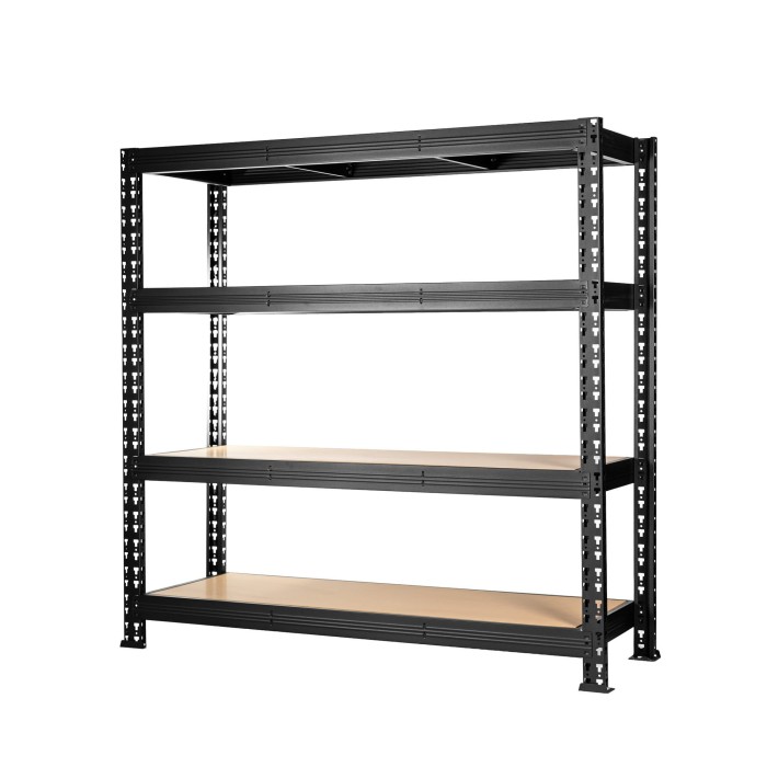Regał metalowy wciskany Mega-Met 180x160x60 500kg 4 półki grafitowy HDF skos