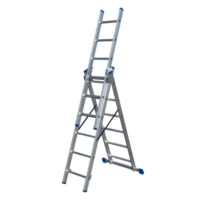 Drabina aluminiowa Bayersystem BS-DW 3x6 niebieskie elementy plastikowe