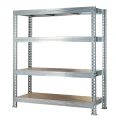Regał metalowy wciskany Mega-Met 180x180x60 300kg 4 półki HDF ocynk skos