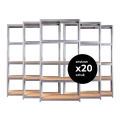 Zestaw regałów metalowych wciskanych RZP 179x90x40 175kg ocynk HDF - 20 sztuk