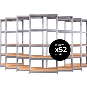 Zestaw regałów metalowych wciskanych RZP 179x90x40 175kg ocynk HDF - 52 sztuki (paleta)
