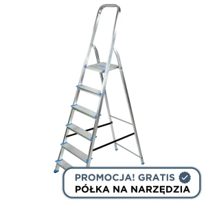 Drabina aluminiowa Bayersystem BS-DA6 150kg niebieskie elementy plastikowe + półka GRATIS