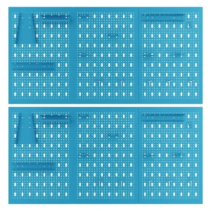 Zestaw tablic narzędziowych SC2 60x120 + haczyki i zawieszki (po 14 sztuk na tablicy) niebieska - 2 sztuki