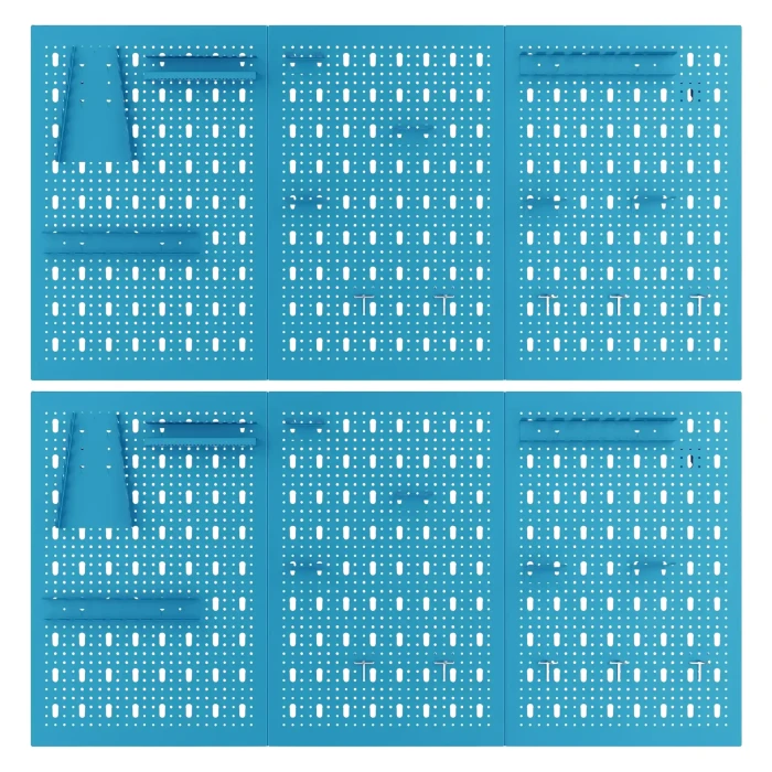 Zestaw tablic narzędziowych SC2 60x120 + haczyki i zawieszki (po 14 sztuk na tablicy) niebieska - 2 sztuki
