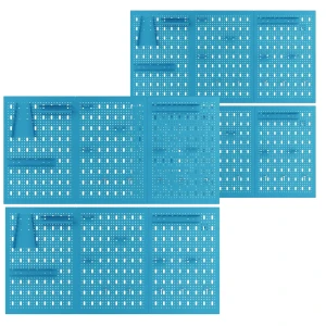 Zestaw tablic narzędziowych SC2 60x120 + haczyki i zawieszki (po 14 sztuk na tablicy) niebieska - 4 sztuki