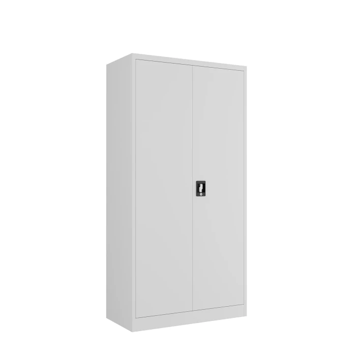 Szafa metalowa gospodarcza z przegrodą i drążkiem 2SDG-S 180x90x45 szara - zamknięta skos.webp