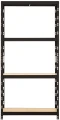 Regał metalowy wciskany P1N 180x90x45 375kg czarny HDF - front
