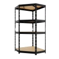 Regał metalowy narożny wciskany P1N 180x80x80x45 375kg czarny HDF - skos