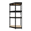 Regał metalowy narożny wciskany P1N 180x80x80x45 375kg czarny HDF - bok