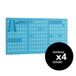 Zestaw tablic narzędziowych SC2 60x120 + haczyki i zawieszki (po 14 sztuk na tablicy) niebieska - 4 sztuki