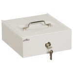 Kasetka metalowa z podwójnym dnem 8PW-IID z zamkiem kluczowym szara + wkład na bilon (PLN)