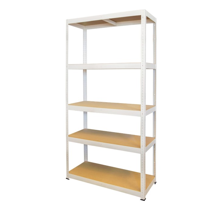 Regał metalowy wciskany BUTTERFLY 179x90x45 175kg biały TÜV HDF - skos