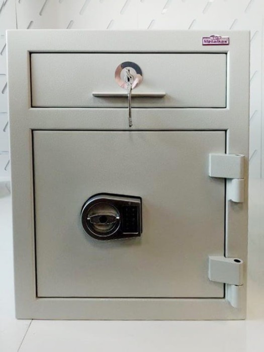 Sejf depozytowy XGB SW z zamkiem kluczowym i elektronicznym z szufladą wrzutową