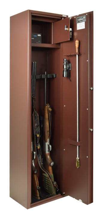 Szafa na broń długą SB6S kl.S1 z zamkiem kluczowym brązowa - na 6 sztuk broni