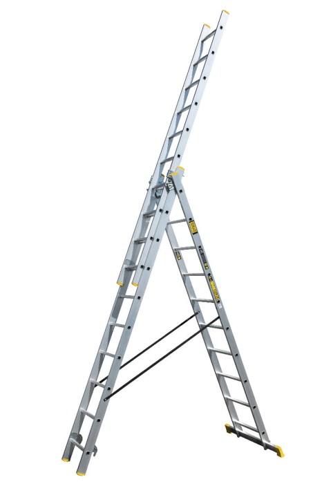 Drabina aluminiowa Bayersystem BS-DW 3x10 - rozstawiona maksymalnie