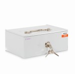 Kasetka metalowa z podwójnym dnem 6PŚR z zamkiem kluczowym szara + wkład na bilon (PLN)