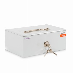 Kasetka metalowa z podwójnym dnem 6PŚR z zamkiem kluczowym szara + wkład na bilon (PLN)