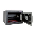 Sejf hotelowy 2HLS-BASIC z zamkiem elektronicznym czarno-srebrny - otwarty