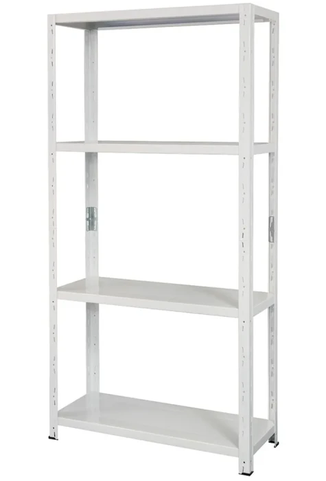 Regał metalowy wciskany BR-WW 150x75x30 50kg biały TÜV 4 półki - skos