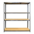 Regał metalowy wciskany R250XXL 180x160x60 250kg szary TÜV MDF 4 półkowy front