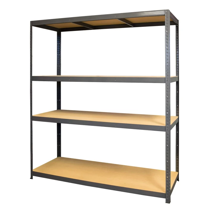 Regał metalowy wciskany R250XXL 180x160x60 250kg szary TÜV MDF 4 półkowy skos