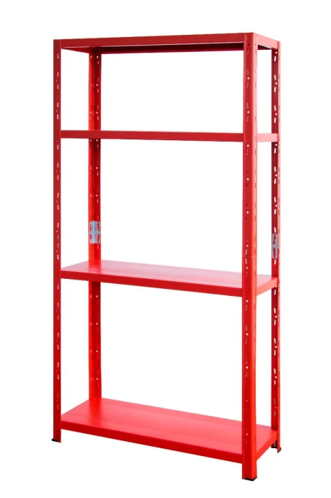 Regał metalowy wciskany BR-WW 150x75x30 50kg czerwony TÜV - skos