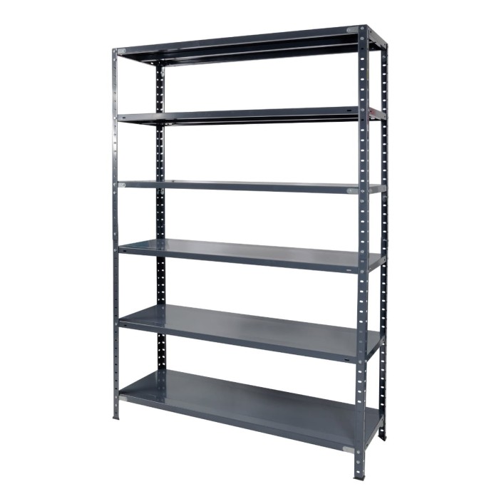 Regał metalowy skręcany BR65 200x100x50 65kg szary TÜV 6 półkowy - skos