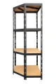 Regał metalowy narożny wciskany CORNER 180x70x70x40 175kg czarny HDF - bok