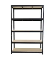 Regał metalowy wciskany P2P200 180x120x40 200kg czarny MDF 5 półek - front